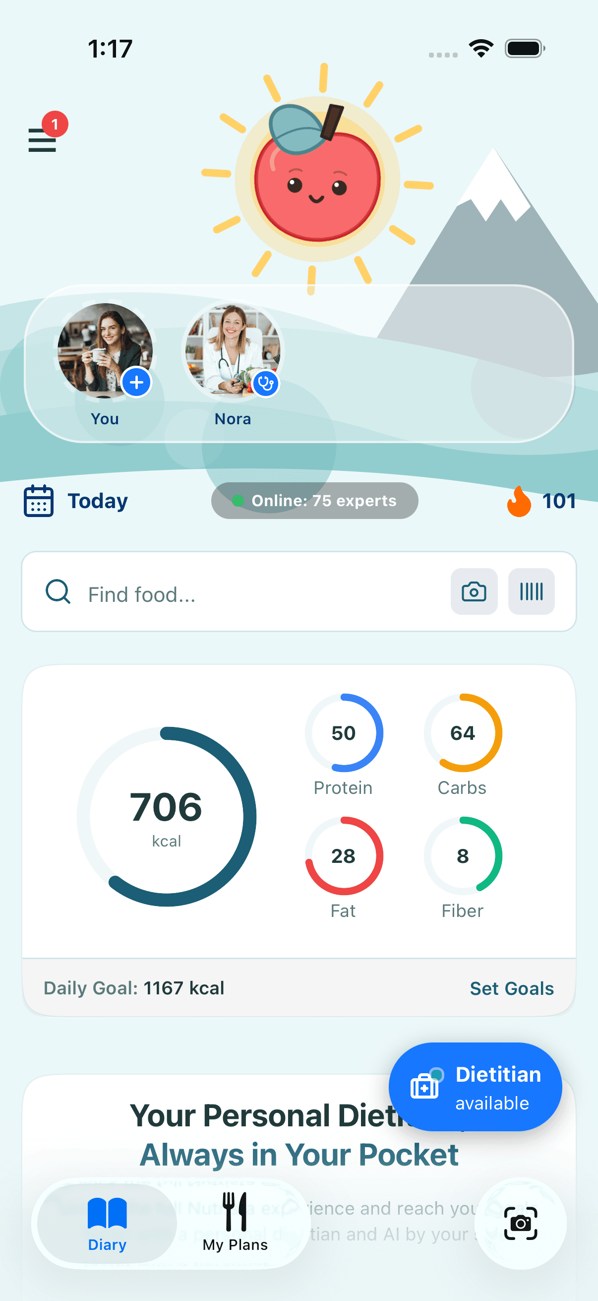 Nutrista diary view