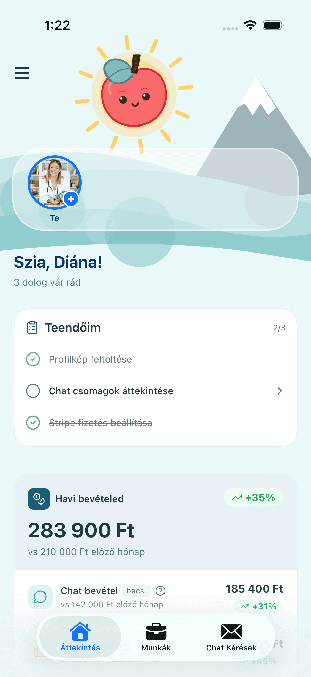 Nutrista kliens nézet