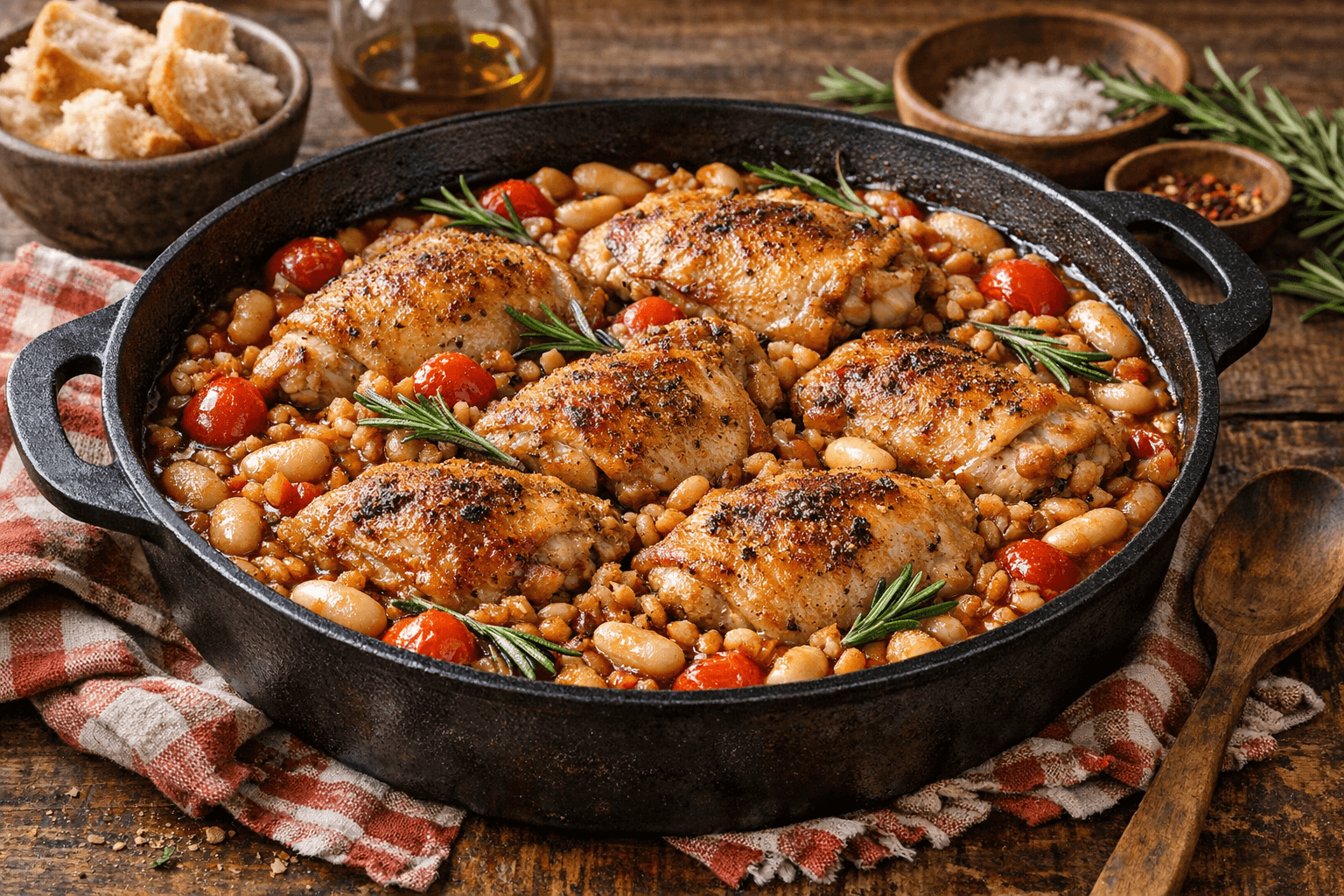 Toszkán rozmaringos fehérbabos csirke