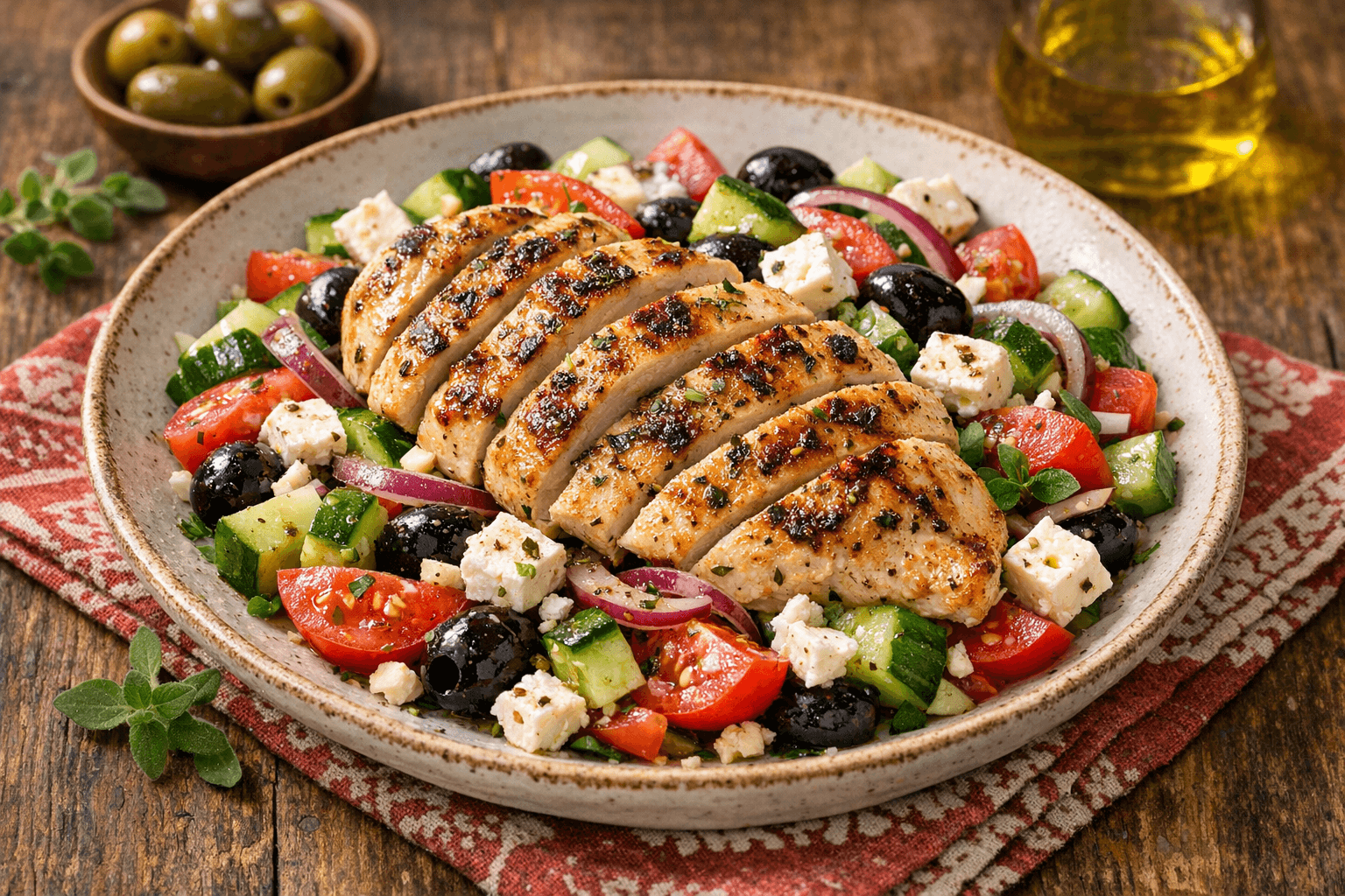 Grilled Chicken Breast with Mediterranean Salad