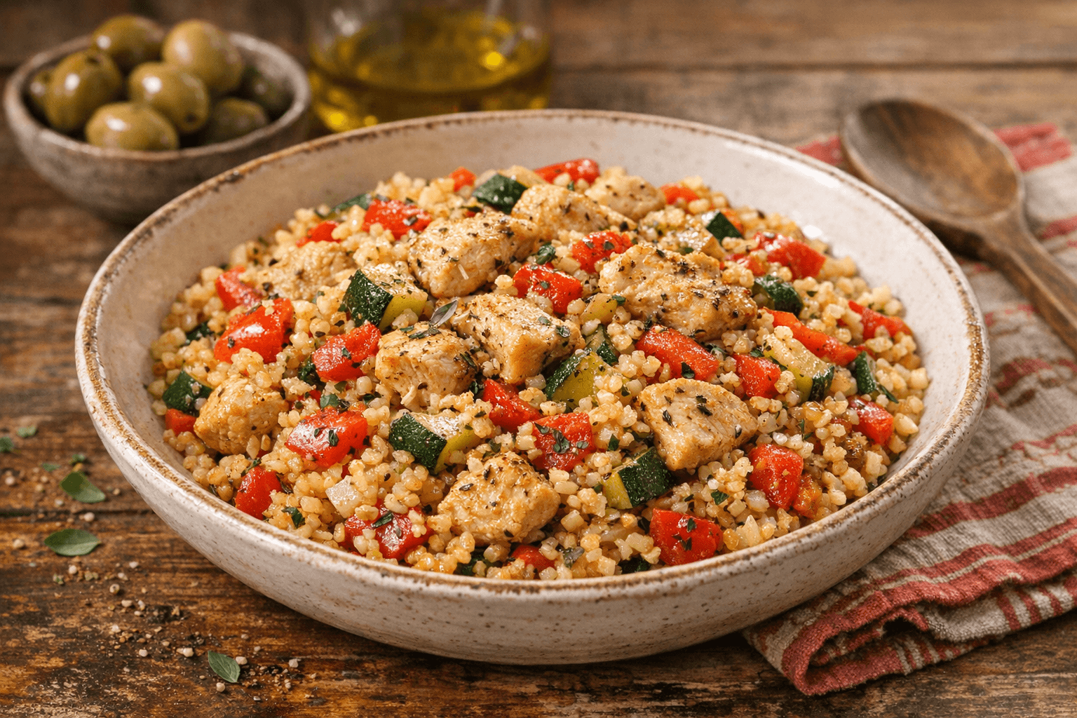 Mediterranean Chicken Bulgur Bowl