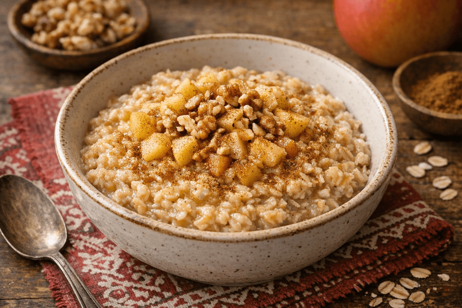 Apple Cinnamon Oatmeal with Walnuts