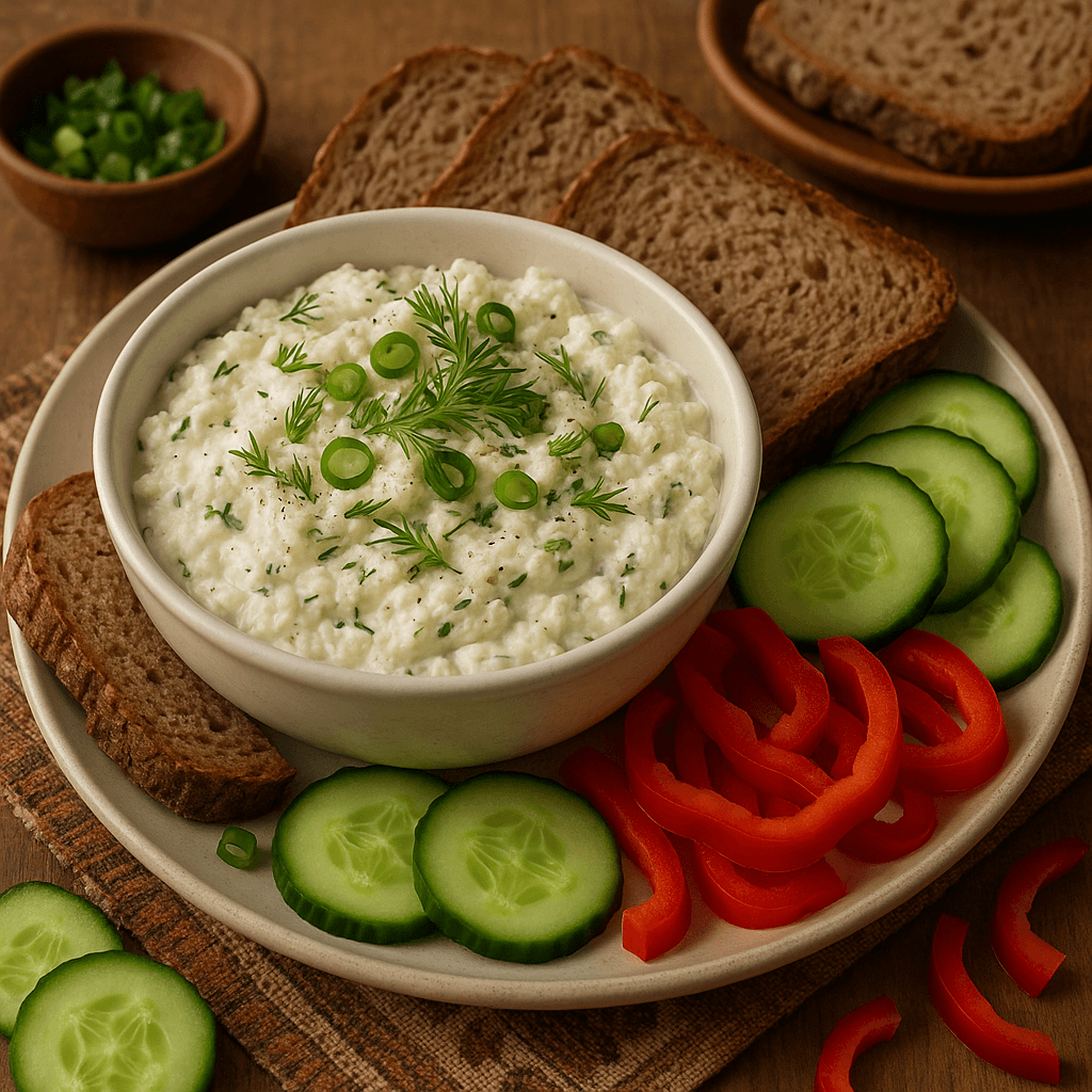 Túrókrém Fresh Veggies And Whole‑Grain Bread