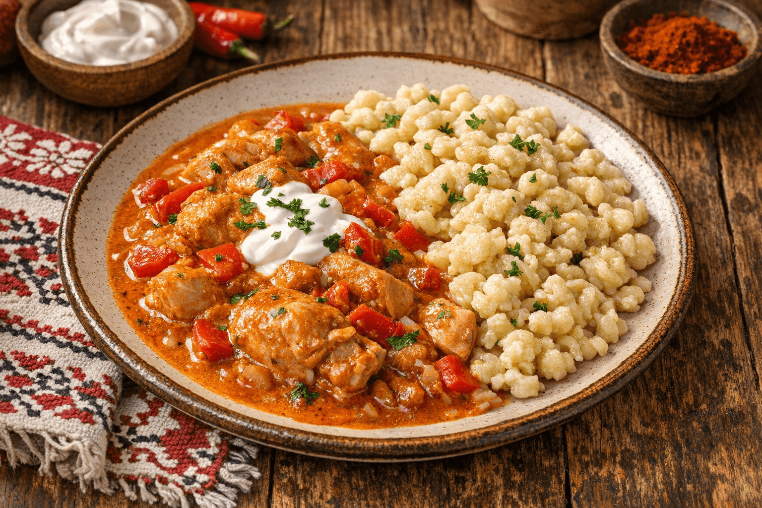Chicken Paprikash with Noodles