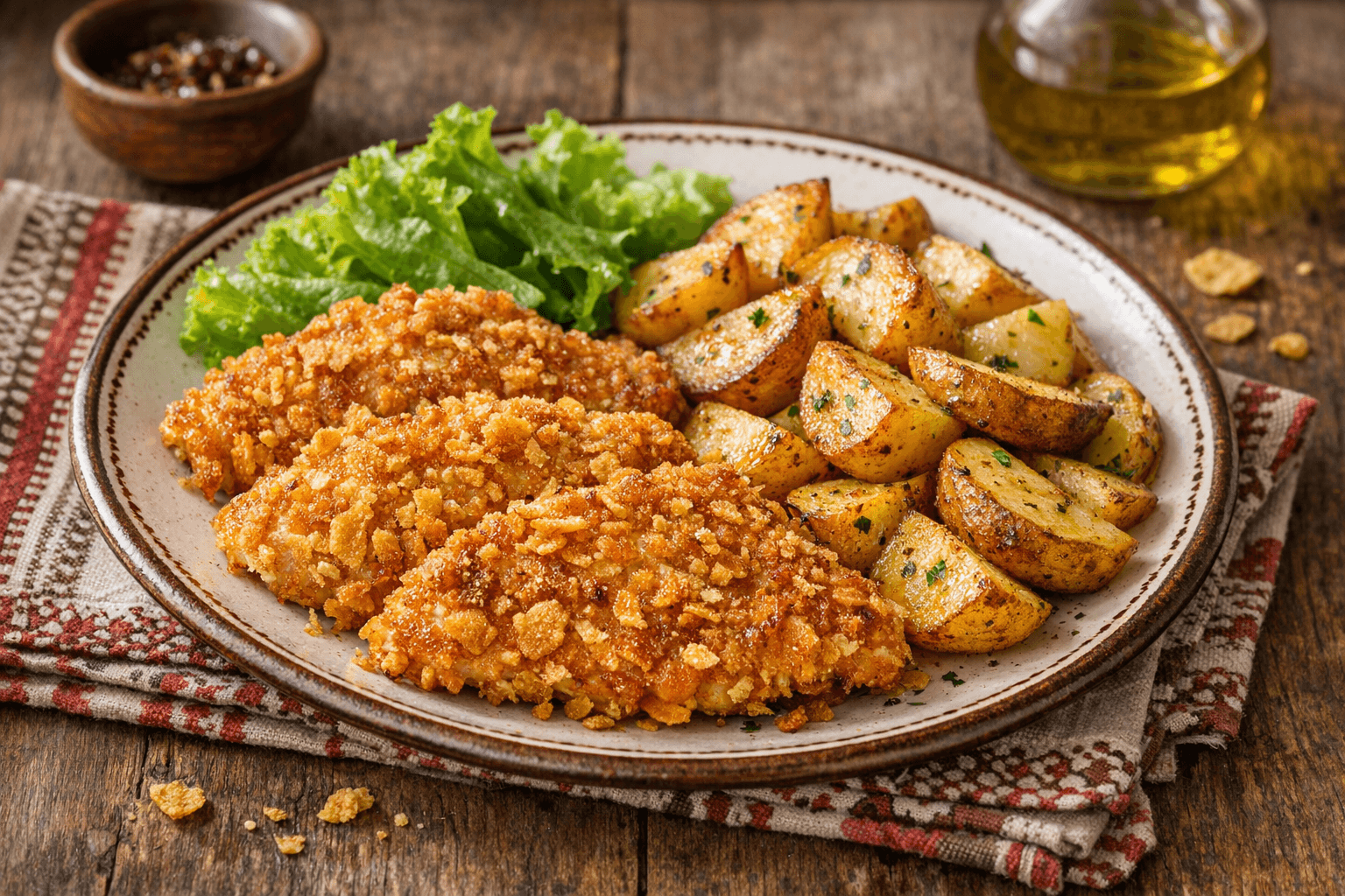 Oven-Baked Fried Meat in Alternative Breadcrumbs
