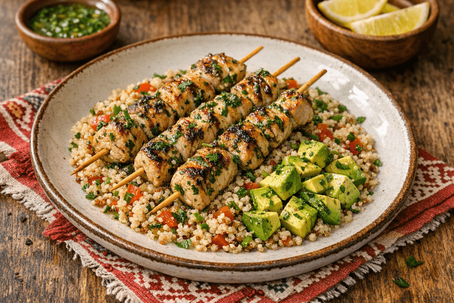 Herb Turkey Skewers with Quinoa
---